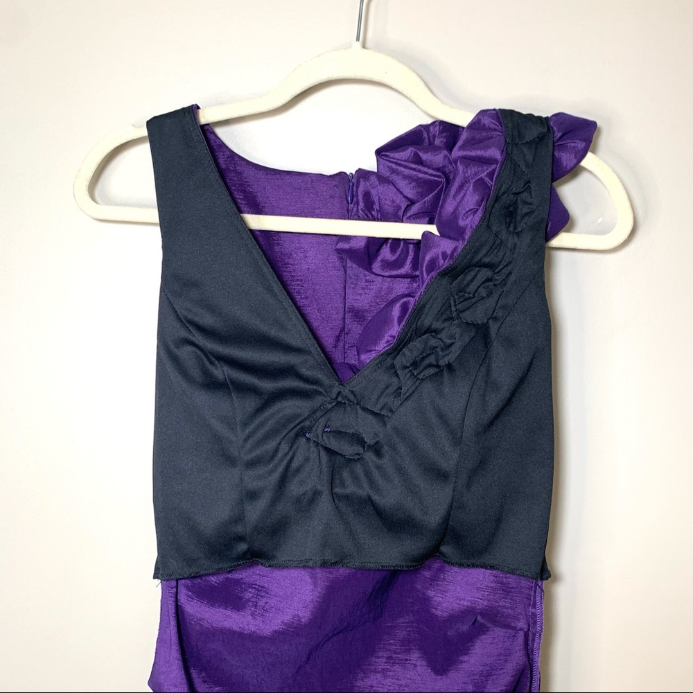 JADE Metallic Purple Bodycon Cocktail Dress Asymmetric Ruffle Size 8 Barbiecore - Picture 11 of 16